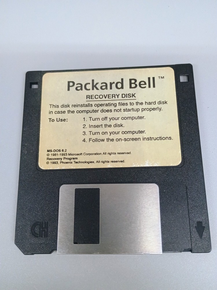 Packard Bell Recovery Disk MS-DOS 6.2 Floppy 1993