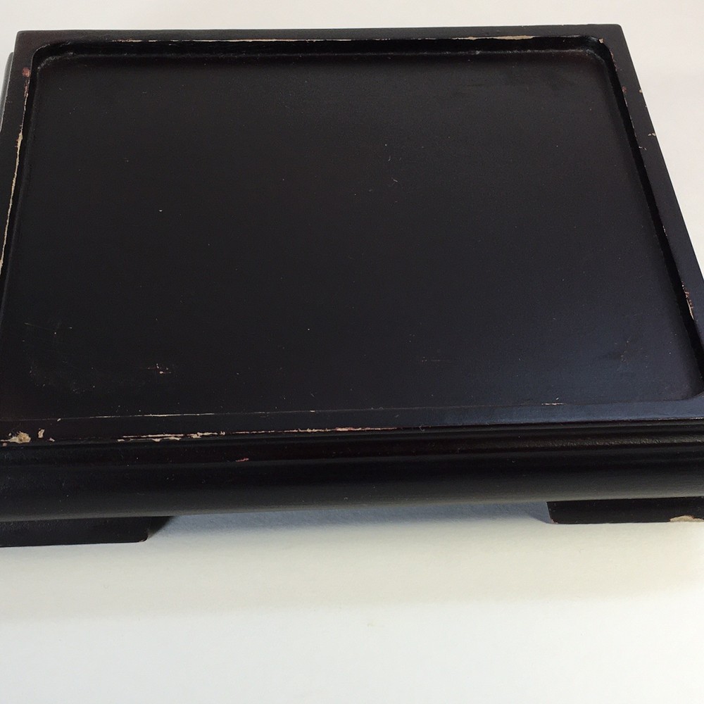 Rectangular Footed Wooden Display Plaque Stand Base Figurine Plants 6"X7"