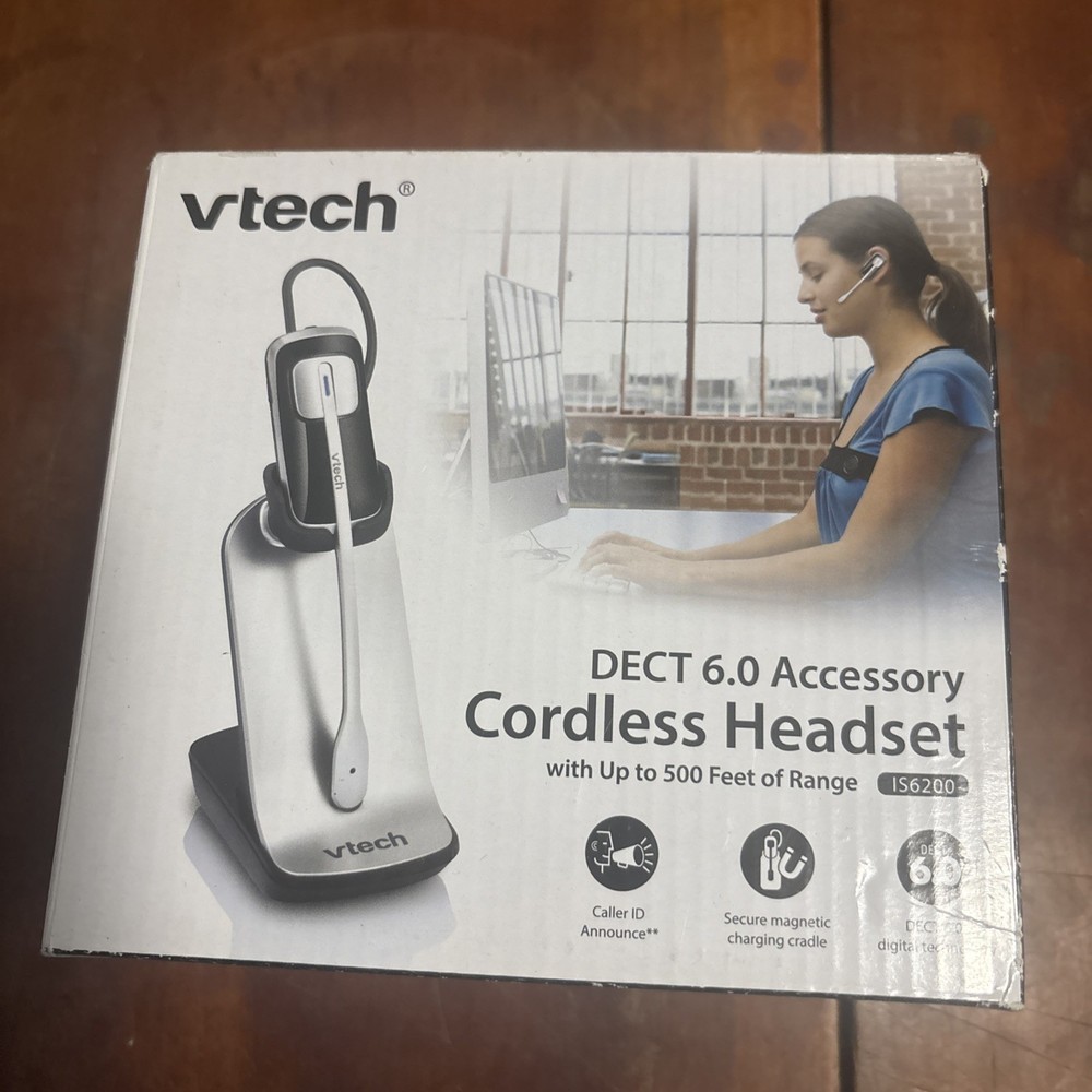 VTech IS6200 DECT 6.0 Accessory Cordless Headset Silver/Black 500 ft range
