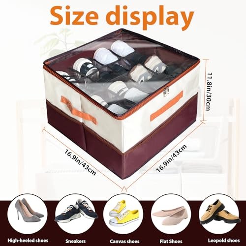 16-Grid Multifunctional Foldable Shoe Organizer, Collapsible Fabric Bin with