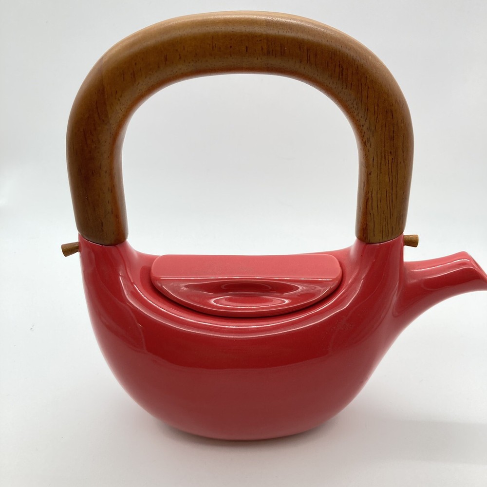 Teapot Red Envelope Red Chinese Ceramic Wood Handle 20 Oz Hanging Diffuser Peg
