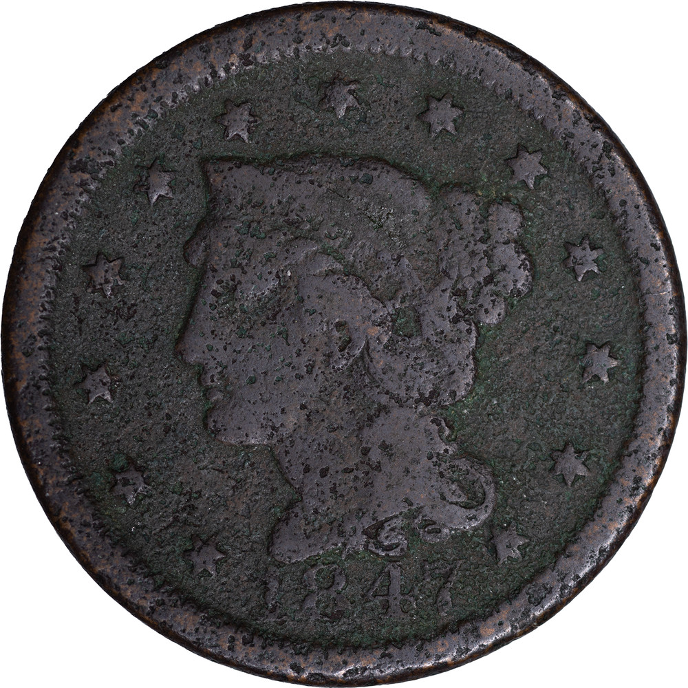 1847 Large Cent ~ VG Detail