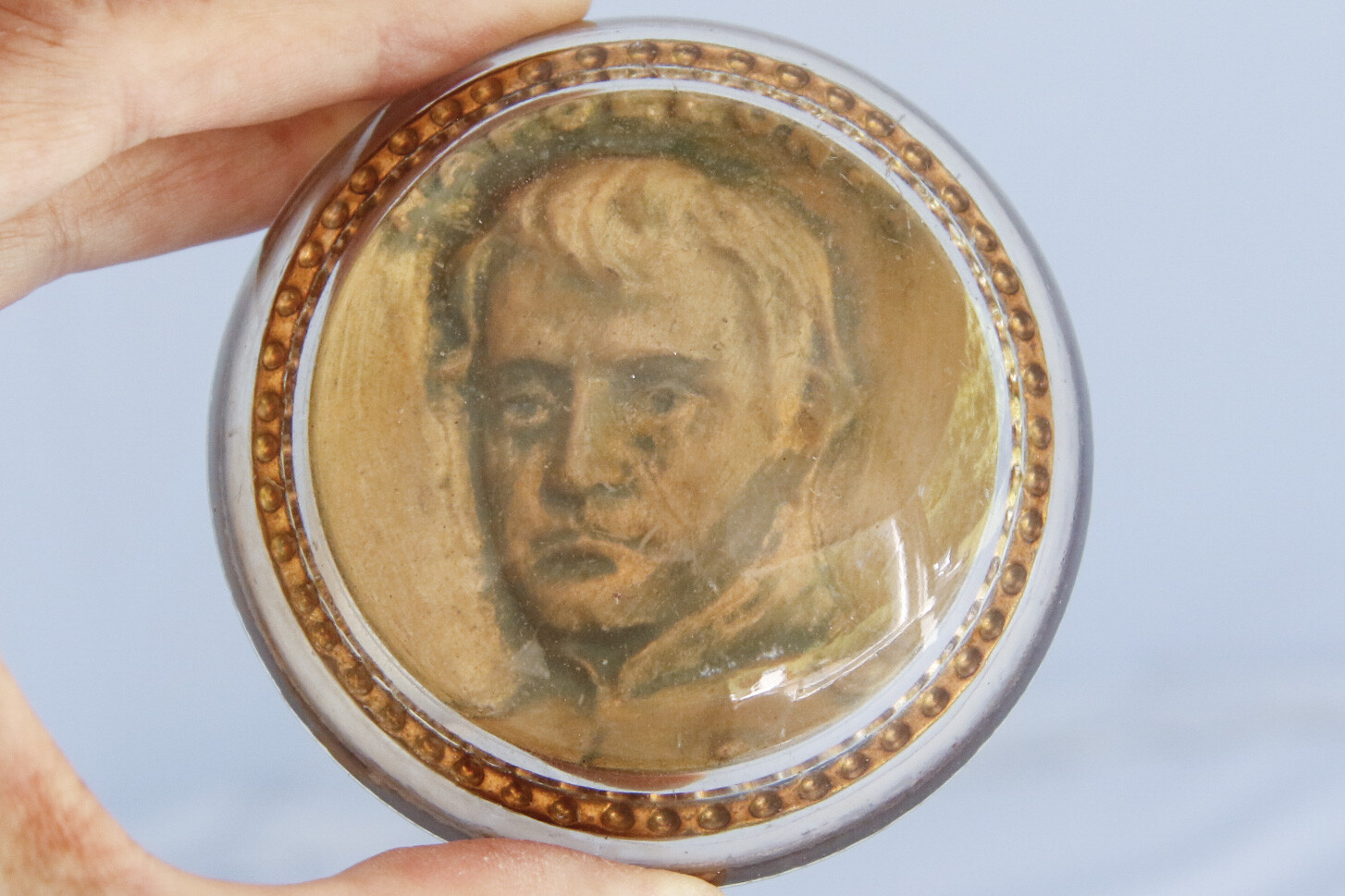 C. 1902 Glass Paperweight French Emperor Napoleon Bonaparte St Louis Exposition