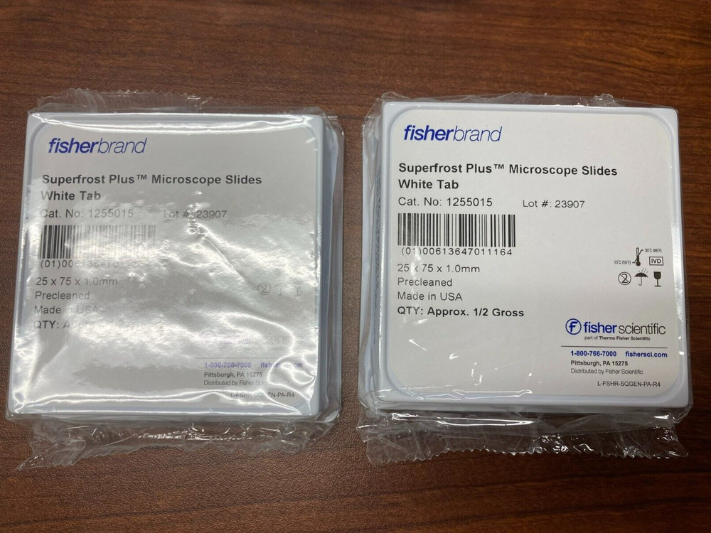 2 Boxes Superfrost Plus Microscope Slides White Tab 25x75x1.0 mm