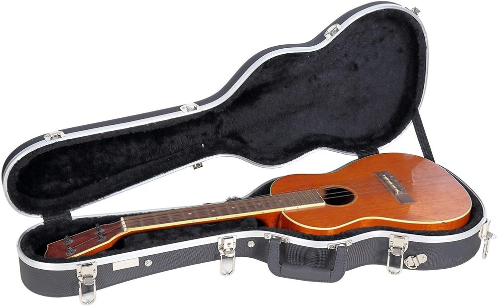 Crossrock Baritone Ukulele, ABS Molded Hard Backpack Case, Black