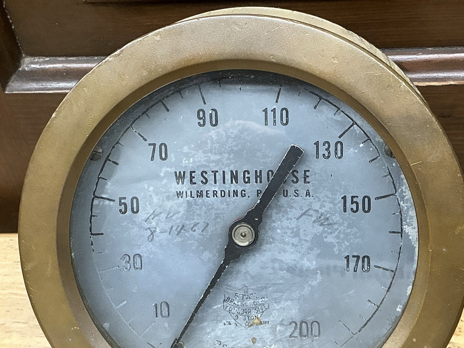 Westinghouse Steam Pressure Gauge 6” Diameter Dual Needles Solid Brass Case