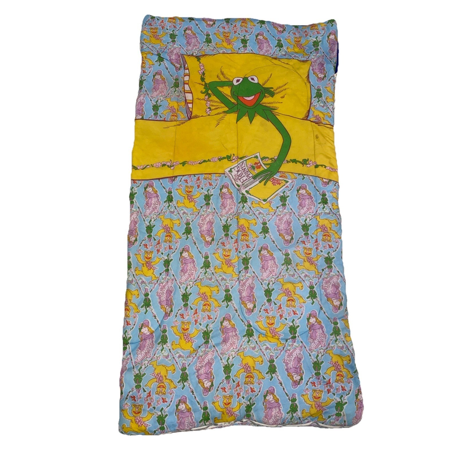 Vintage Kermit the Frog Frog Prints Sleeping Bag The Muppet Show Child Youth