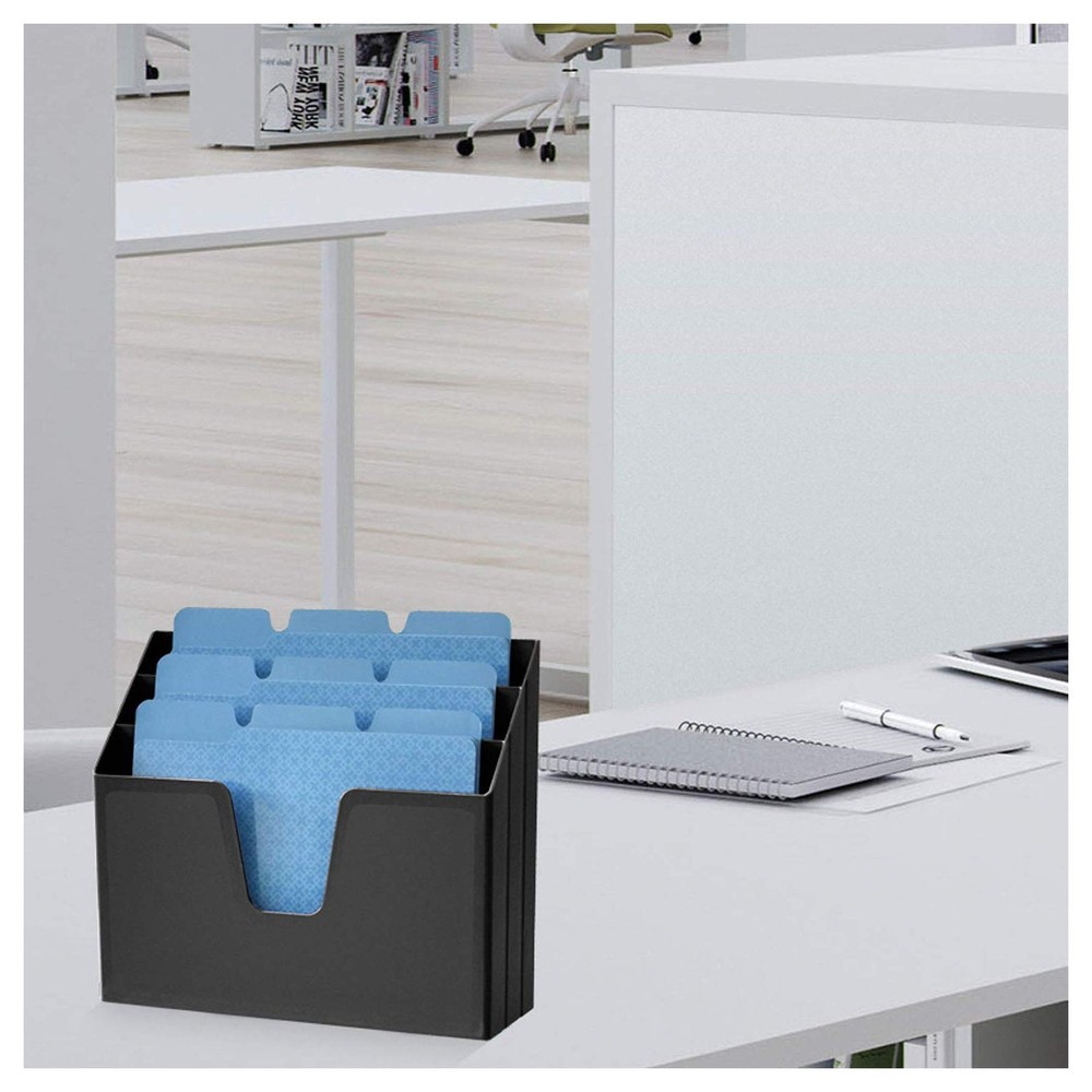 Horizontal Triple File Folder Holder Organizer black Color