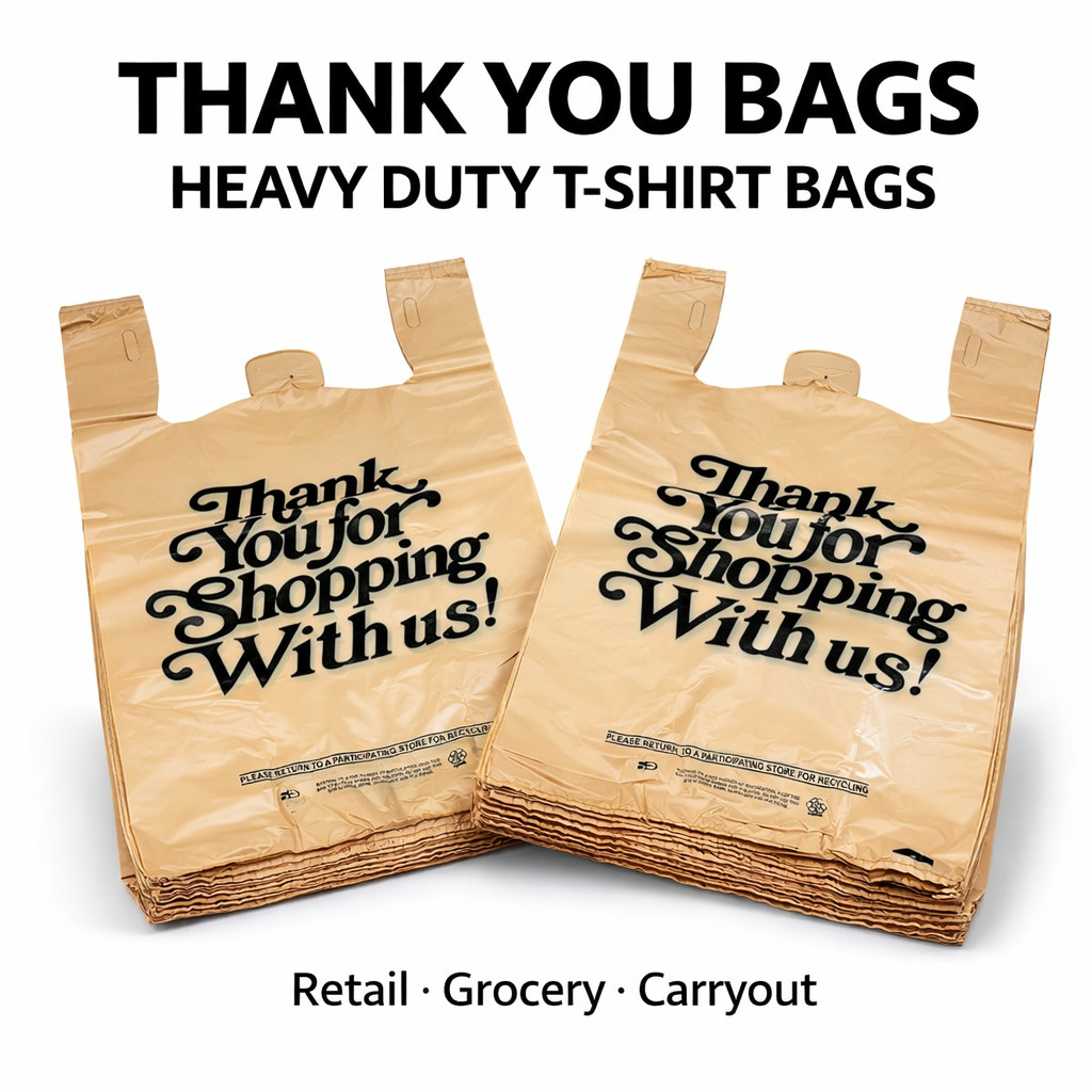 .71 Mil Heavy Duty Thank You T-Shirt Bags Grocery Retail  Shopping Plastic Bags