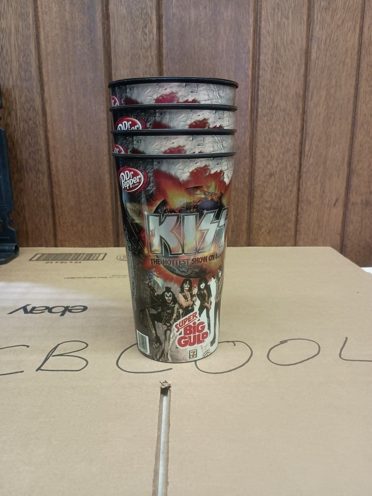KISS Dr Pepper 2010 7-Eleven Souvenir Big Gulp Collectors Cup Complete Set of 4.