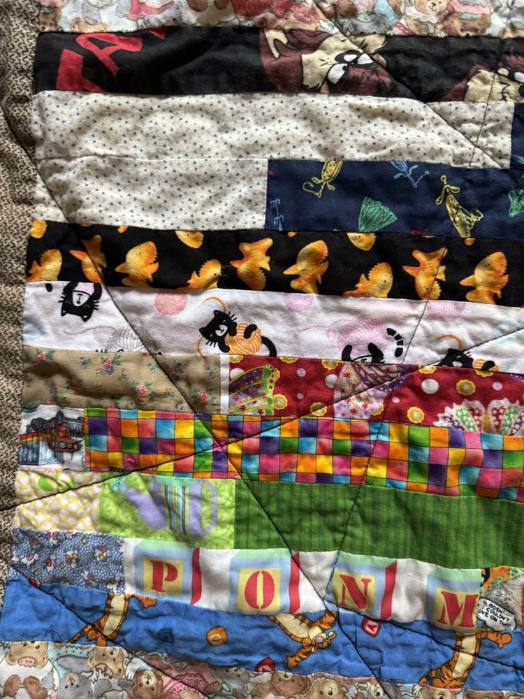 Handmade Child’s Quilt 41” Square Bedspread Throw