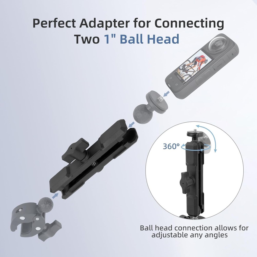 Double Socket Arm,Extension Arm Compatible with RAM Large socket arm, Black