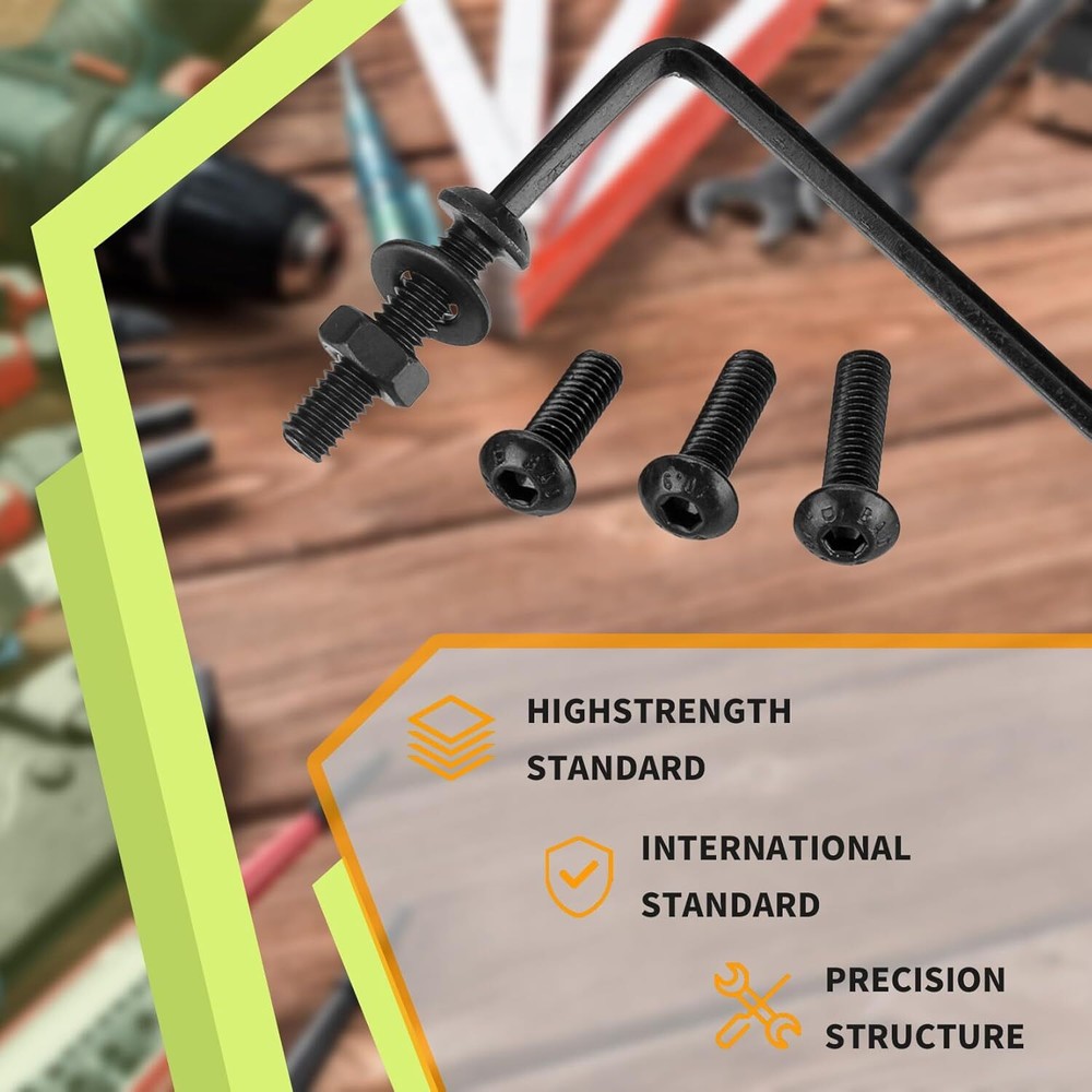 M2 M3 M4 M5 M6 Hex Socket Button Head Cap Screws & Nuts & Washers Assortment Kit