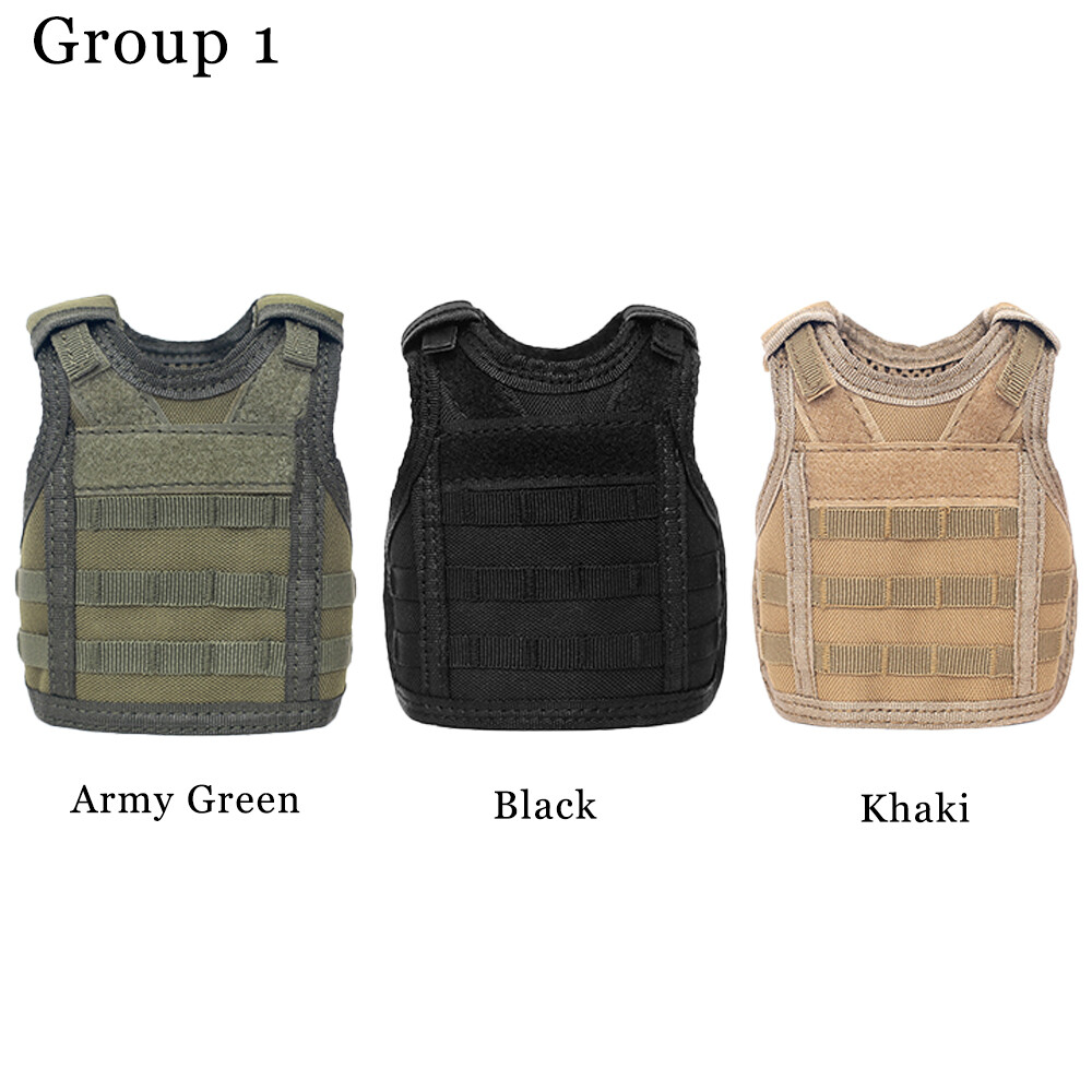 3 Pack Tactical Molle Mini Vest Adjustable Drink Bottle Holder for Cold Beverage