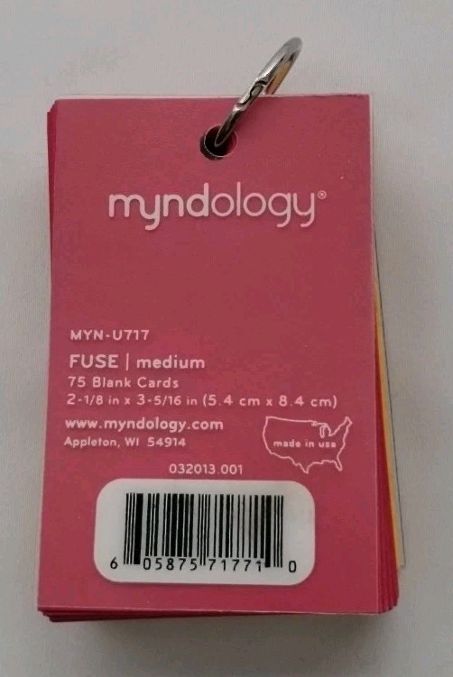 Myndology Flip Book Colored Note Cards with Ring 74 Count Study Flashcards