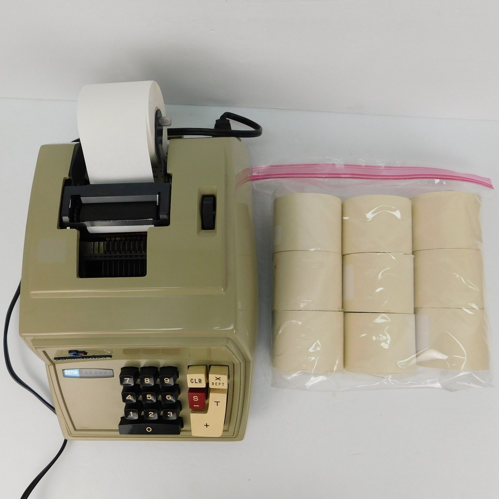 Vtg Commodore 207CB Electronic Business Adding Machine W/ Extra Rolls Tested
