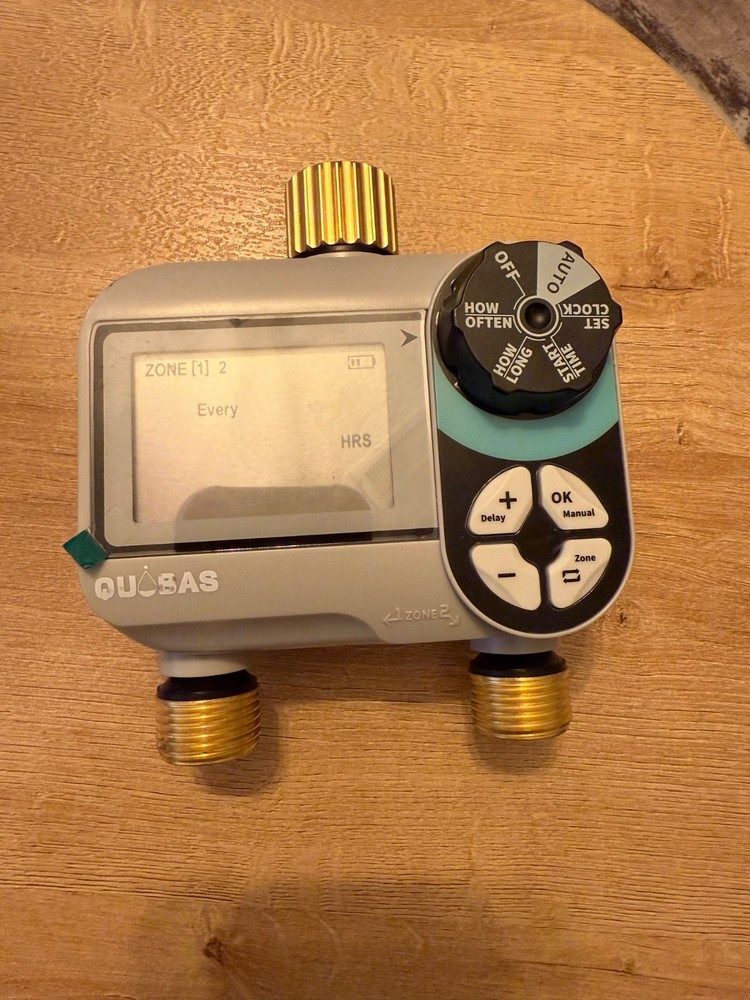 2 Zone Sprinkler Timer with Brass Inlet & Outlet, Programmable Water Timer - USA