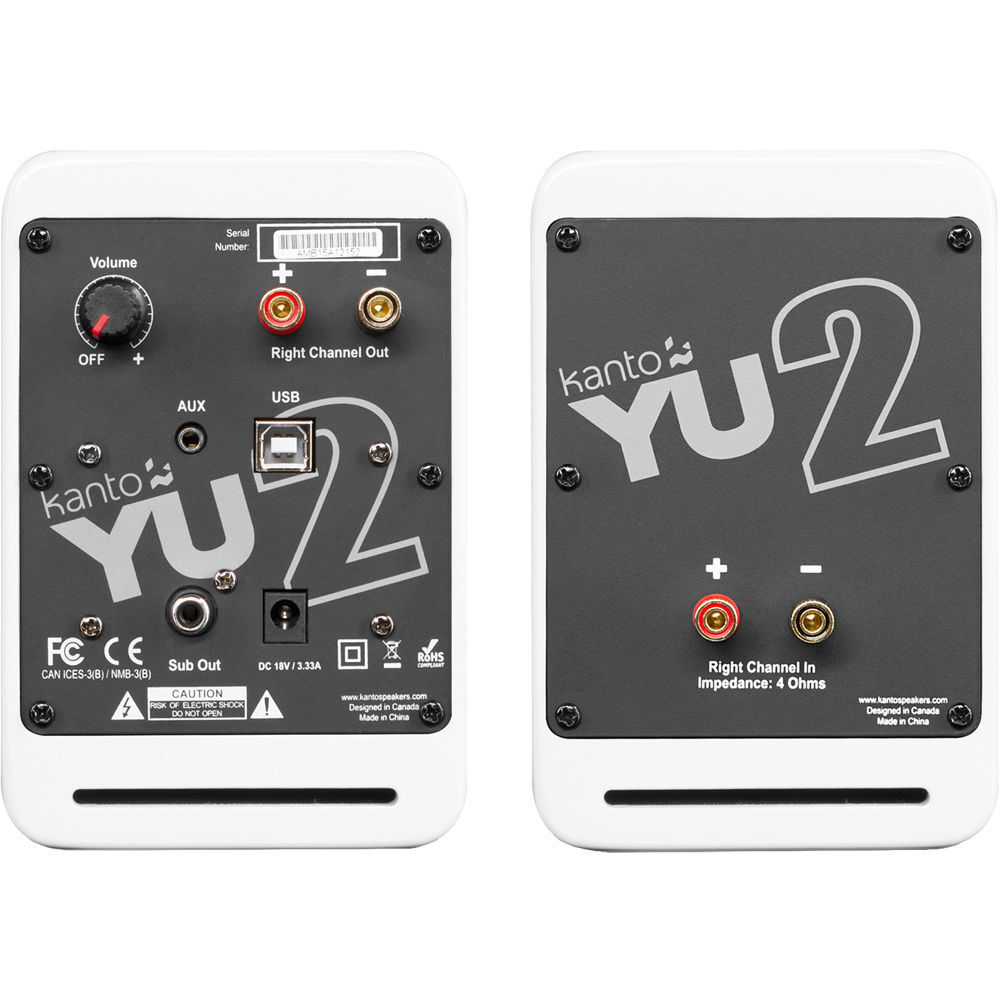 Kanto YU2 Powered Desktop Computer Speakers - Matte White - Pair