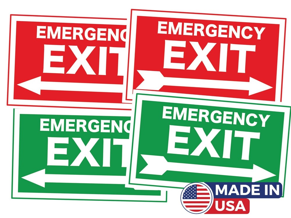 2 x Emergency Exit Indicator Sticker - Office Safety Decal - Emergency Exit Sign