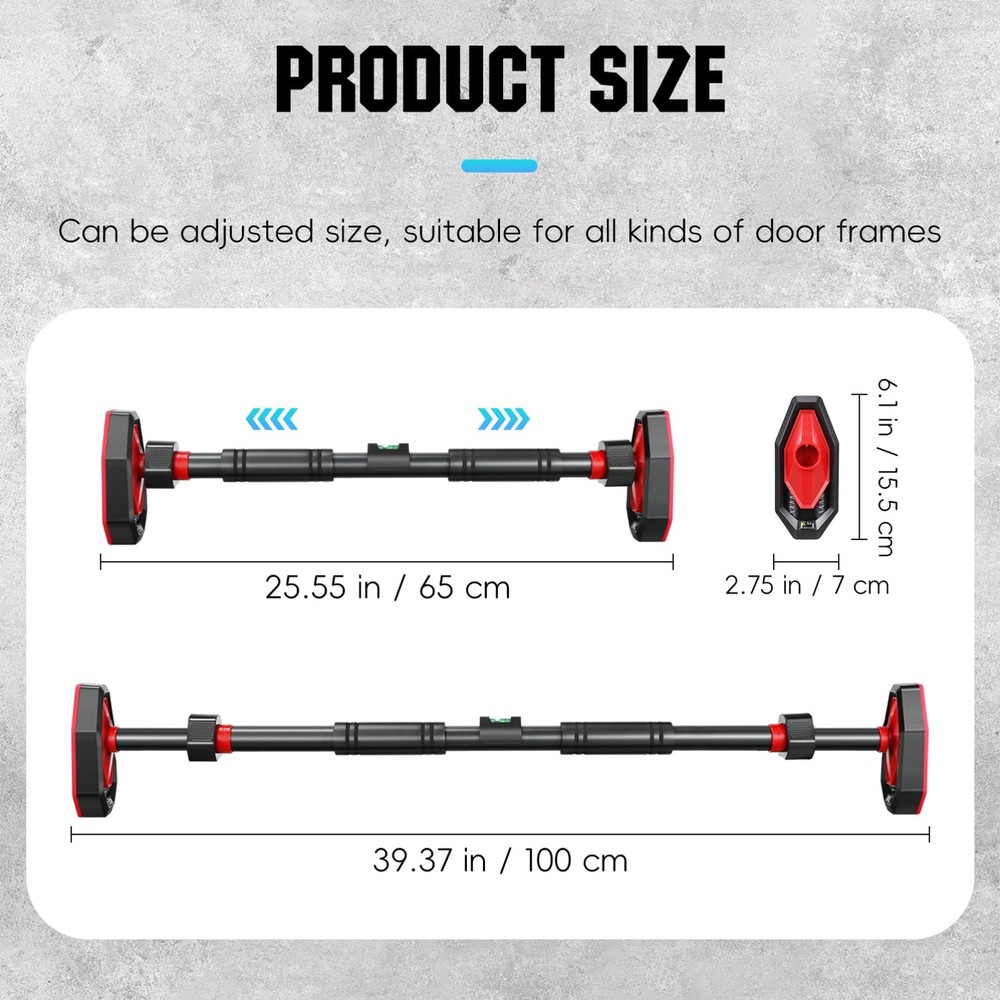 Pull Up Bar for Doorway, 25.5“-39.4” Adjustable Doorframe Pullup Bars, Portab...