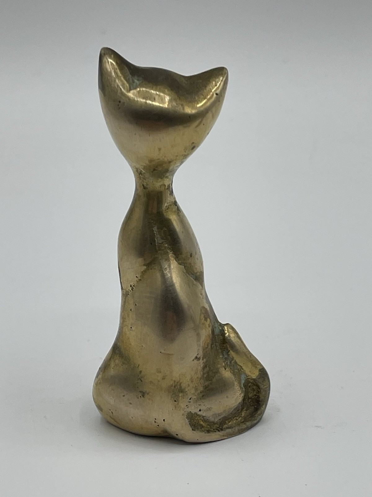 Vintage Pair Of Siamese Cats Whimsical 2.5”/ 3” Solid Brass MCM Decor