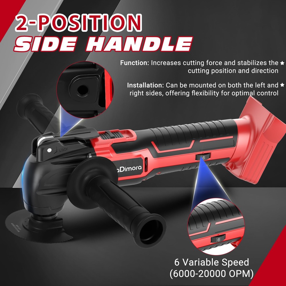 Cordless Oscillating Multi Tool Compatible with Milwaukee 18V Red