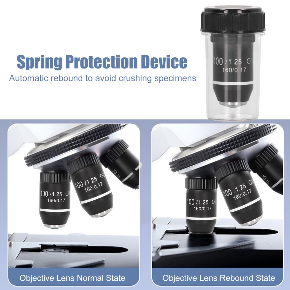 Microscope Objective Lens Replacement 100X Magnification High Power Lens New