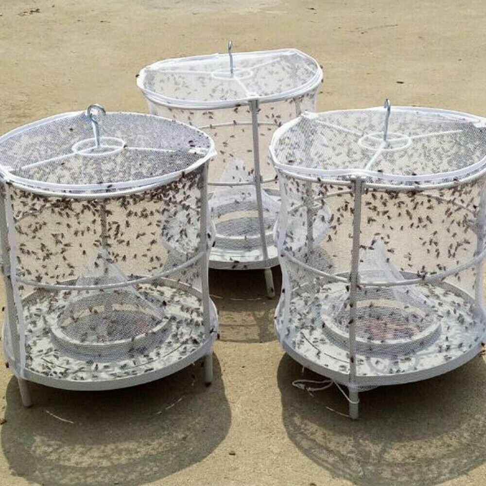 Trap Ranch Fly Cage Reusable Fly Catcher Killer Net Pest Bug Insert Auto Catch