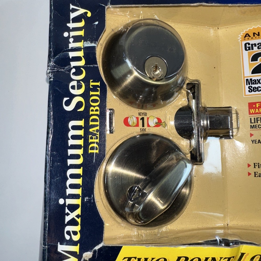 Schlage Maximum Security Deadbolt Keyed Entry~Grade 2 Max Security Antique Brass