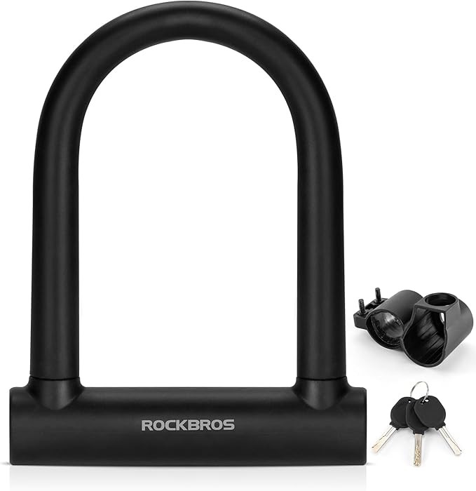 ROCKBROS Bike U Lock with Cable Heavy Duty Anti Theft Lock 4 ft Cable with Keys