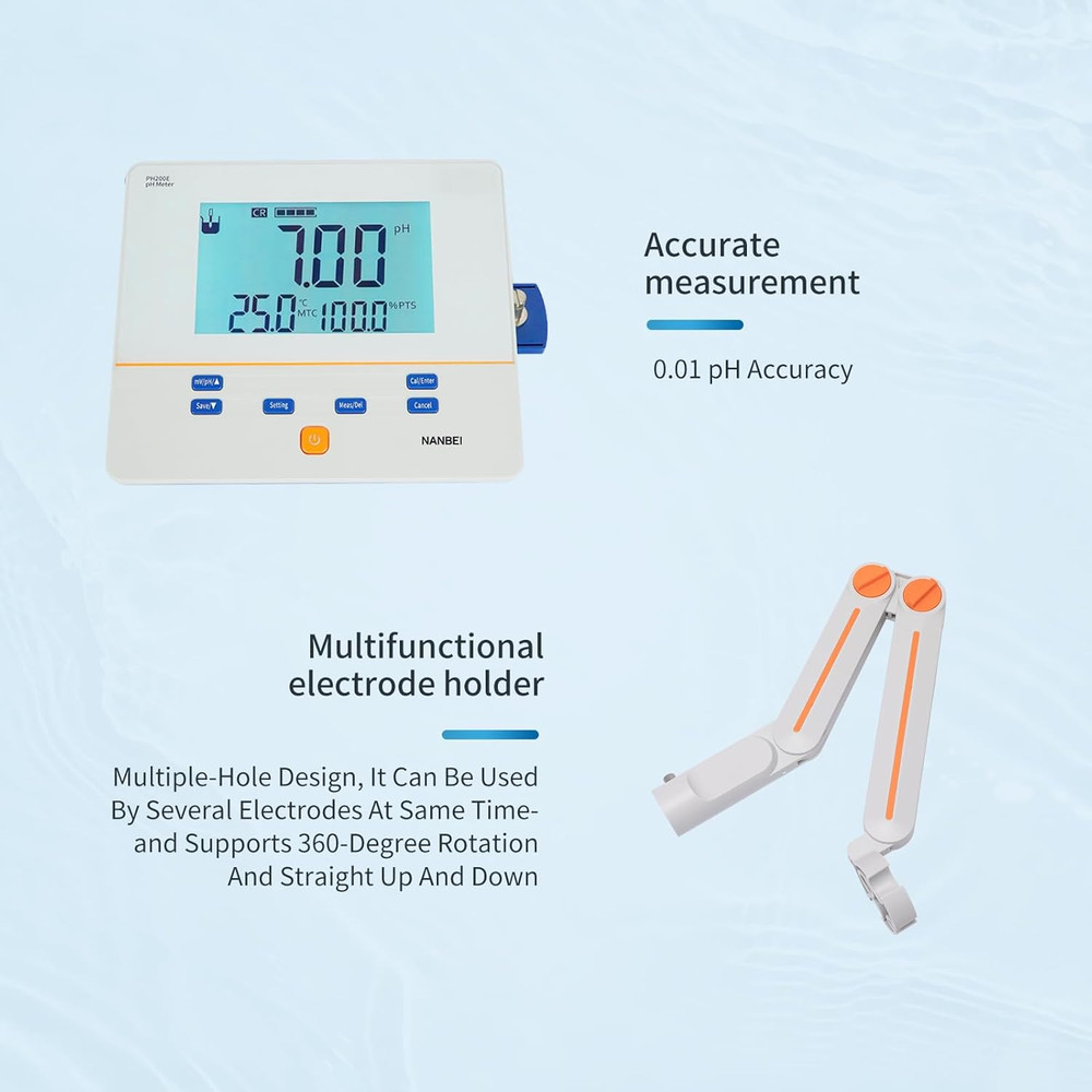 Instruments,Lab Benchtop Ph Meter Kit,1-2Points Auto Calibration,0.01 Ph Accurac