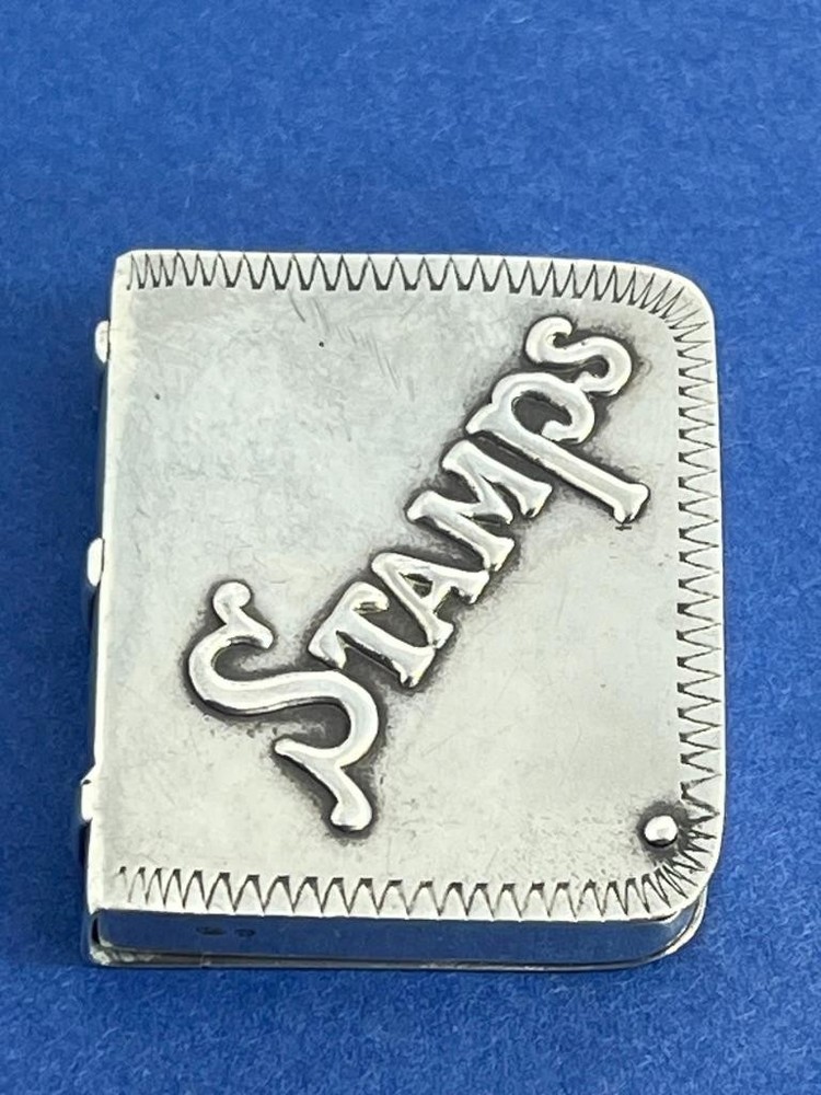 NICE VINTAGE SOLID SILVER STAMP BOX / CASE LON 1990