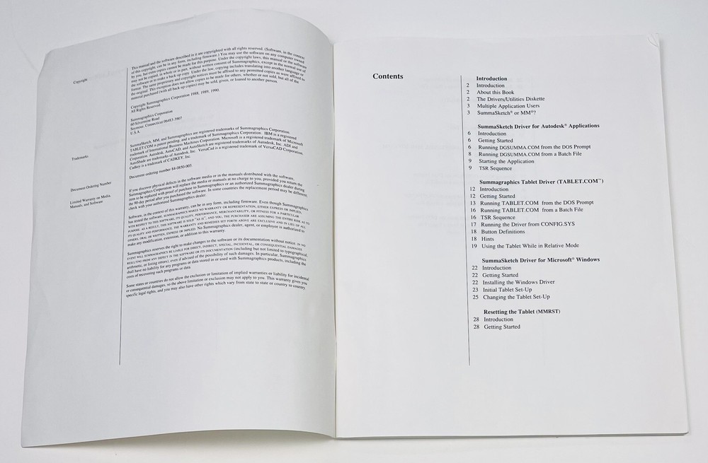 SummaGraphics SummaSketch II 2 Series Drivers/Utilities & USER'S GUIDE Only