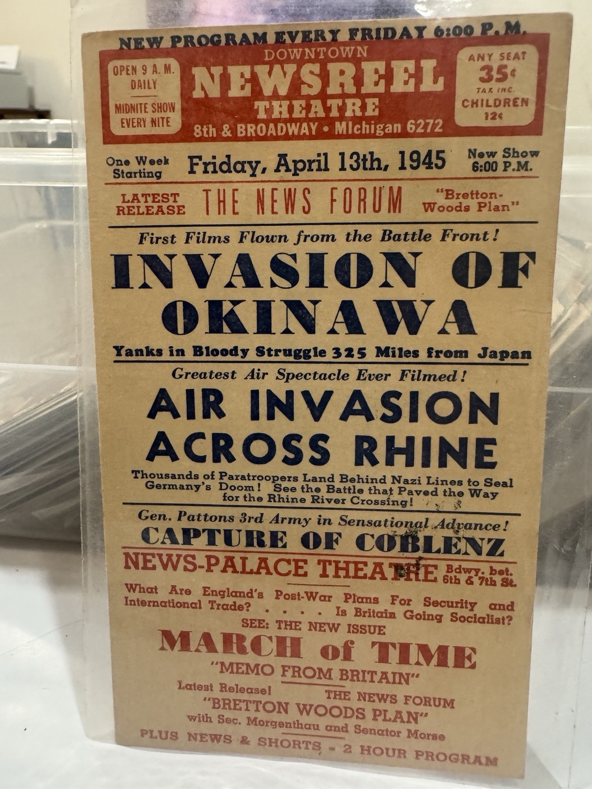 1945 Newsreel Theatre WWII Program Invasion of Okinawa Los Angeles Card 6