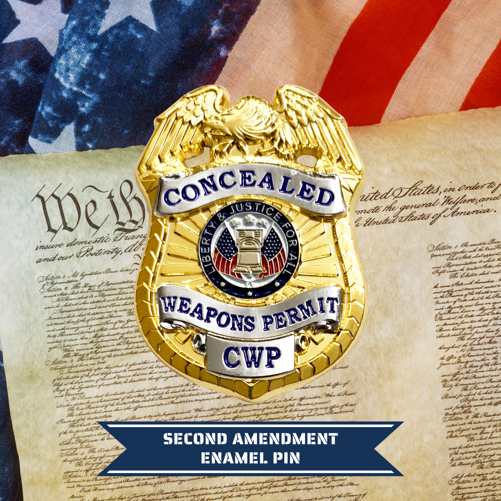 Concealed Weapon Permits Pin - Second Amendment Novelty - Eagle Patriotic Pin