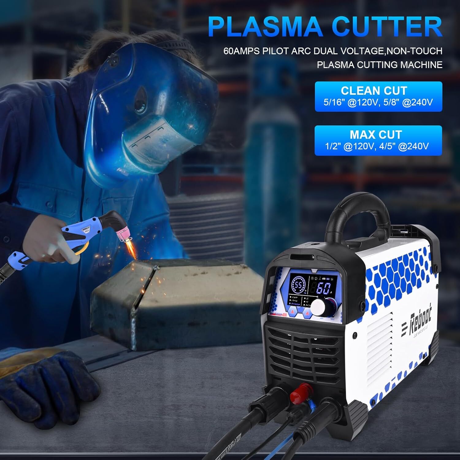 Reboot Plasma Cutter RBC6000DL PRO, 60 Amp Non Touch Pilot Arc Plasma Cutter