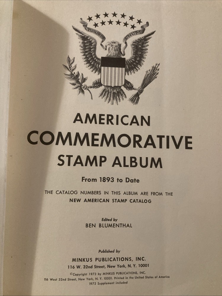 The American Commemorative Stamp Album 1893-1973 Few Stamps Minkus Blumenthal