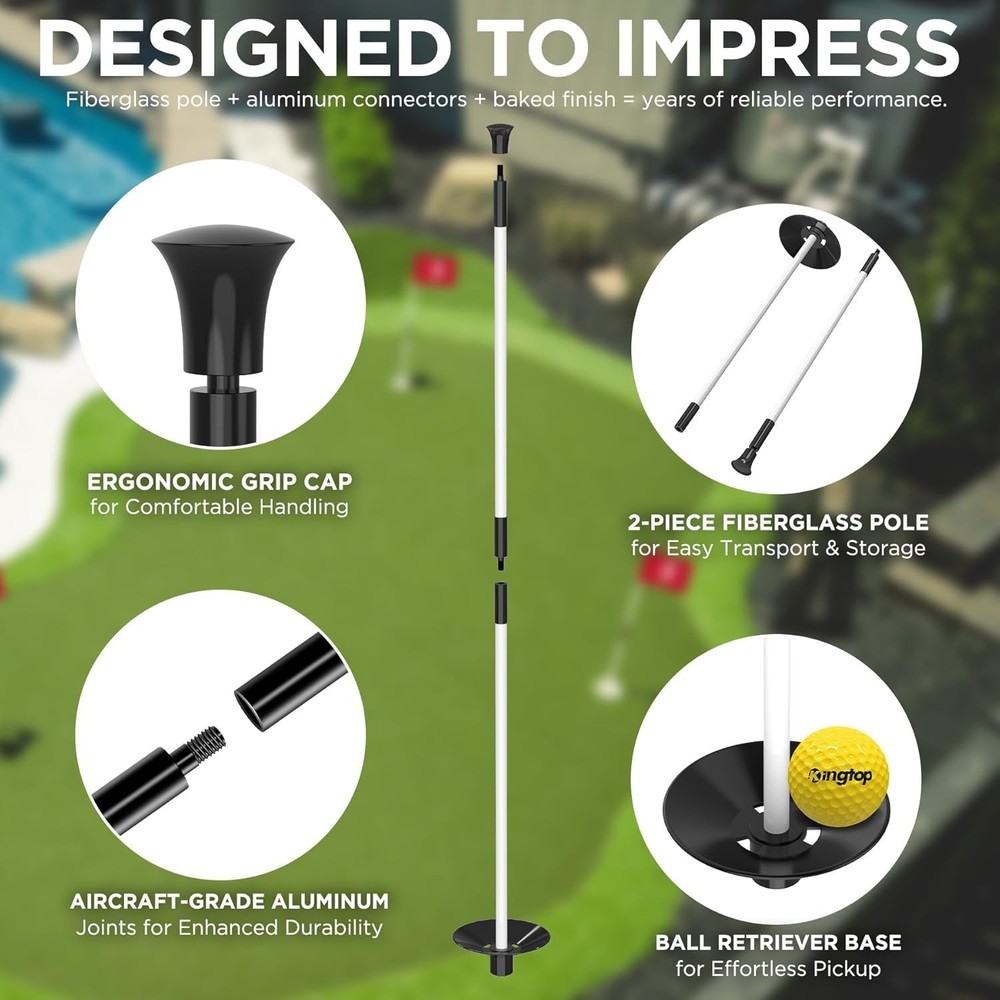 Professional Mini Golf Flagstick Set: Double-Sided Flags with Hole Cup, 4-Pack