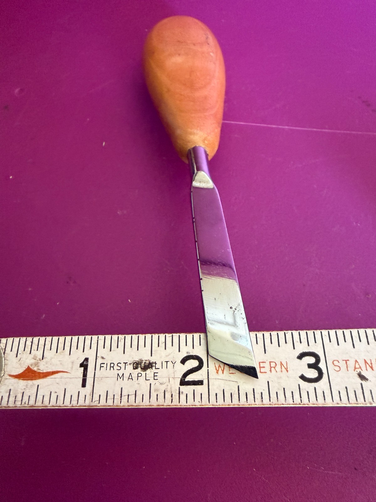 RARE Diobsud Forge 7/16" Wide Double Bevel Woodcarving Skew Chisel In VGC!