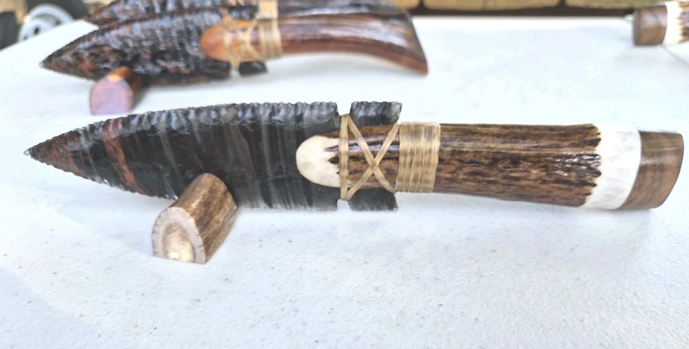 Triple Flow Obsidian Knifes, Flint Knapping, ENTIRE COLLECTION !