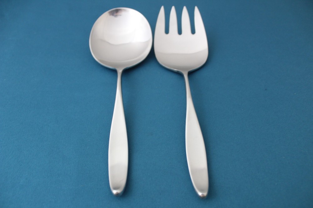 Lauffer DESIGN 2 Serving (2pc Set) Spoon / Meat Fork Satin Germany 7 3/4