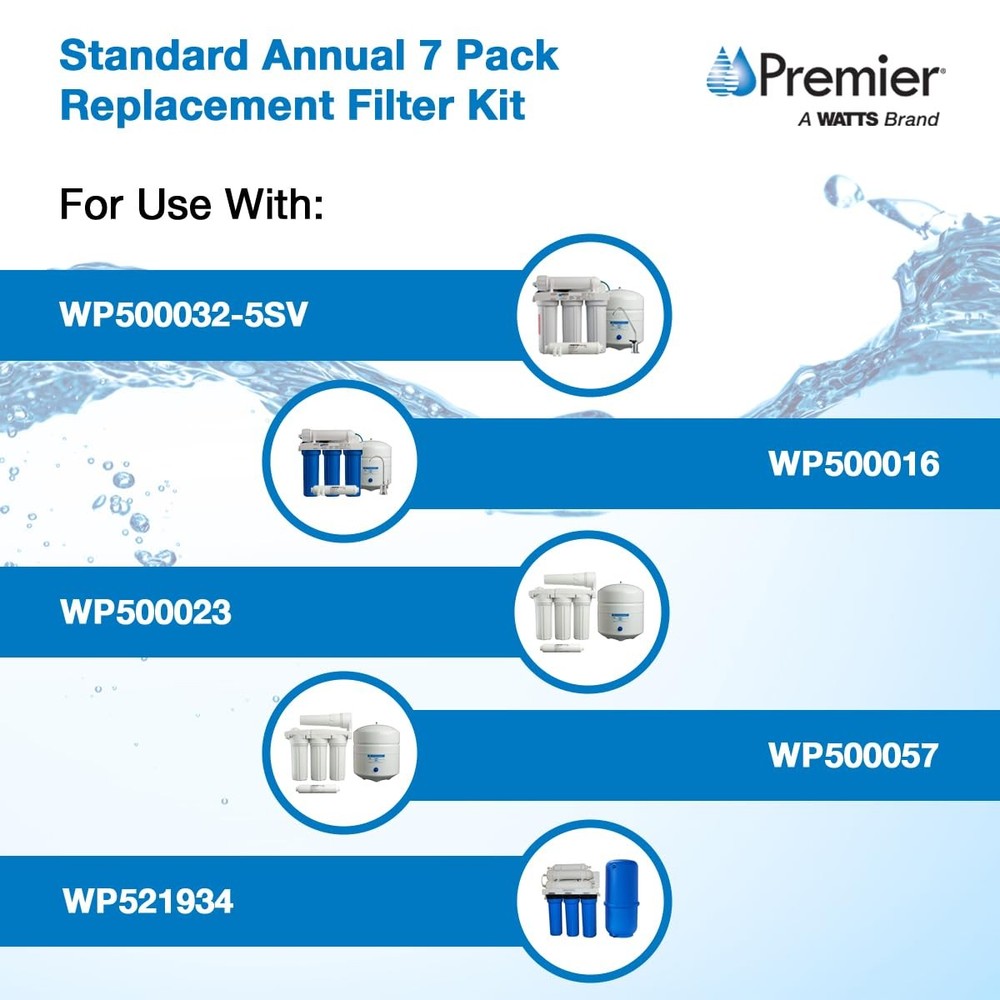 Watts Premier 7-Pack Water Filter Replacement Kit for RO System 2 Sediment 4 Car