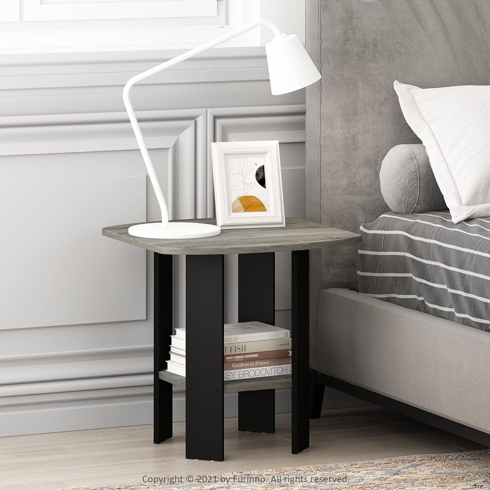 Simple Design End Table 2-Pack French Oak Grey/Black