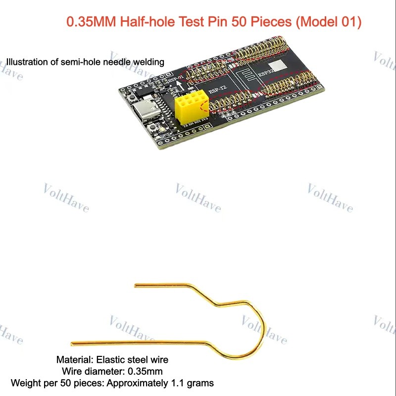 50PCS ESP8266 Test Board Module Programmer, Half-hole Stamp Hole, Probe, ESP-12F