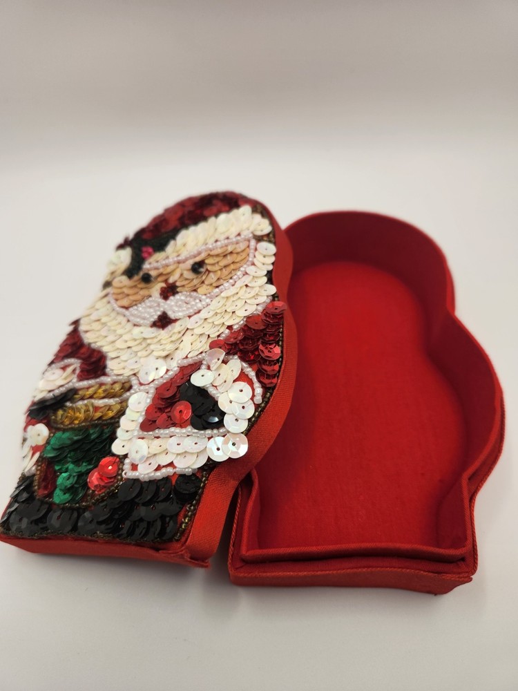 GAC Sequin Santa Gift or Trinket Box