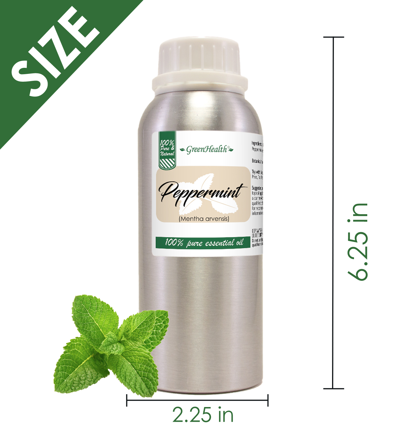 8 fl oz Bulk Peppermint Essential Oil Pure Natural in Aluminum Bottle