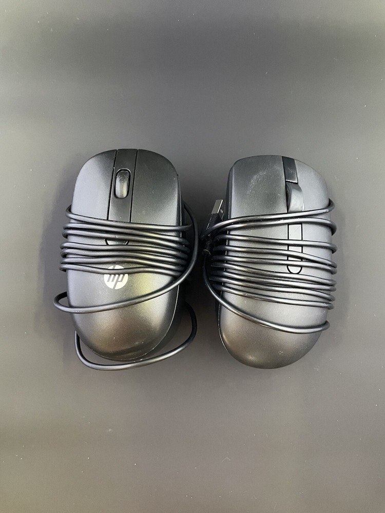 Two Black Wired Mouses - HP And Dell - Tested To Work