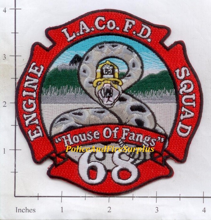 California - Los Angeles Countty Engine 68 Squad 68 CA Fire Dept Patch Fangs