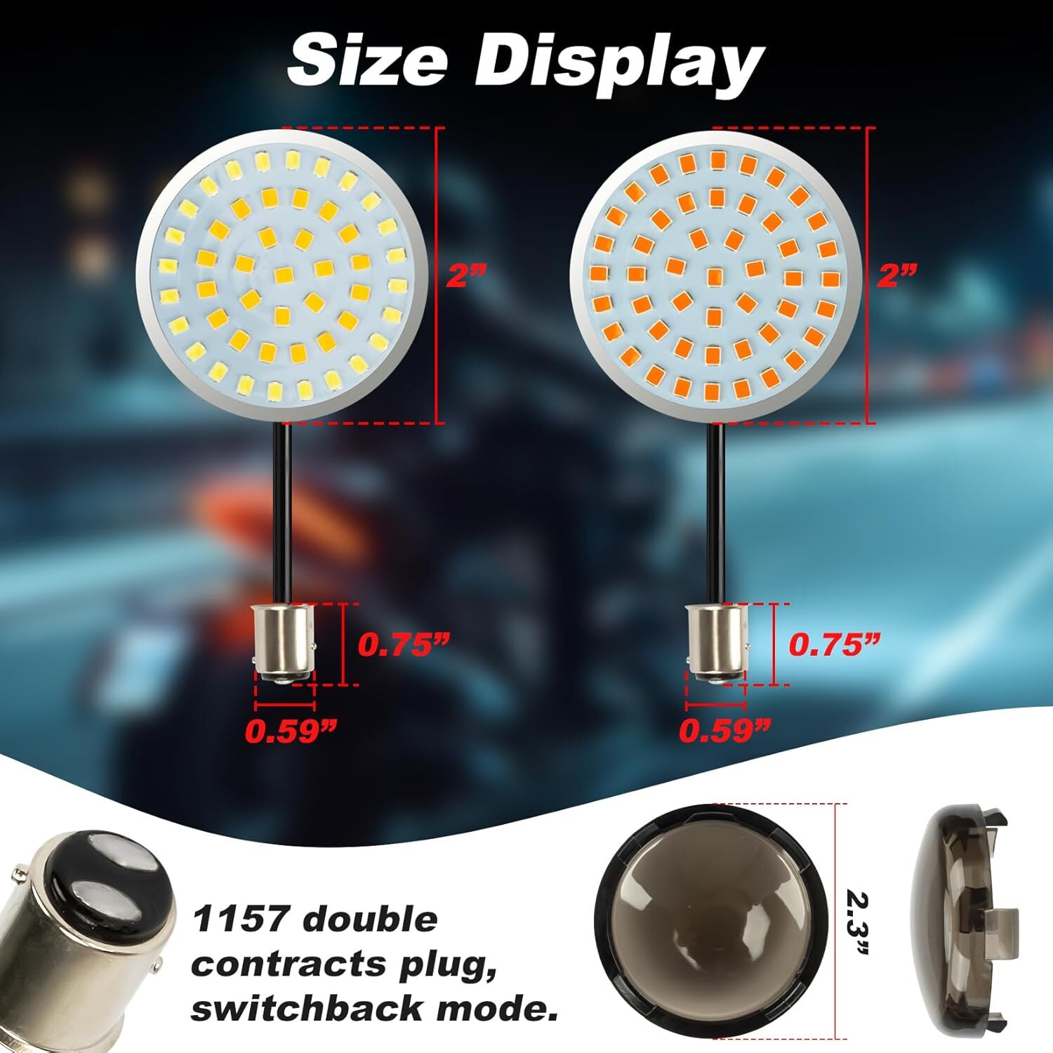 1156 & 1157 LED Turn Signal Light Blinker w/ Smoke Lens For Harley Electra Glide