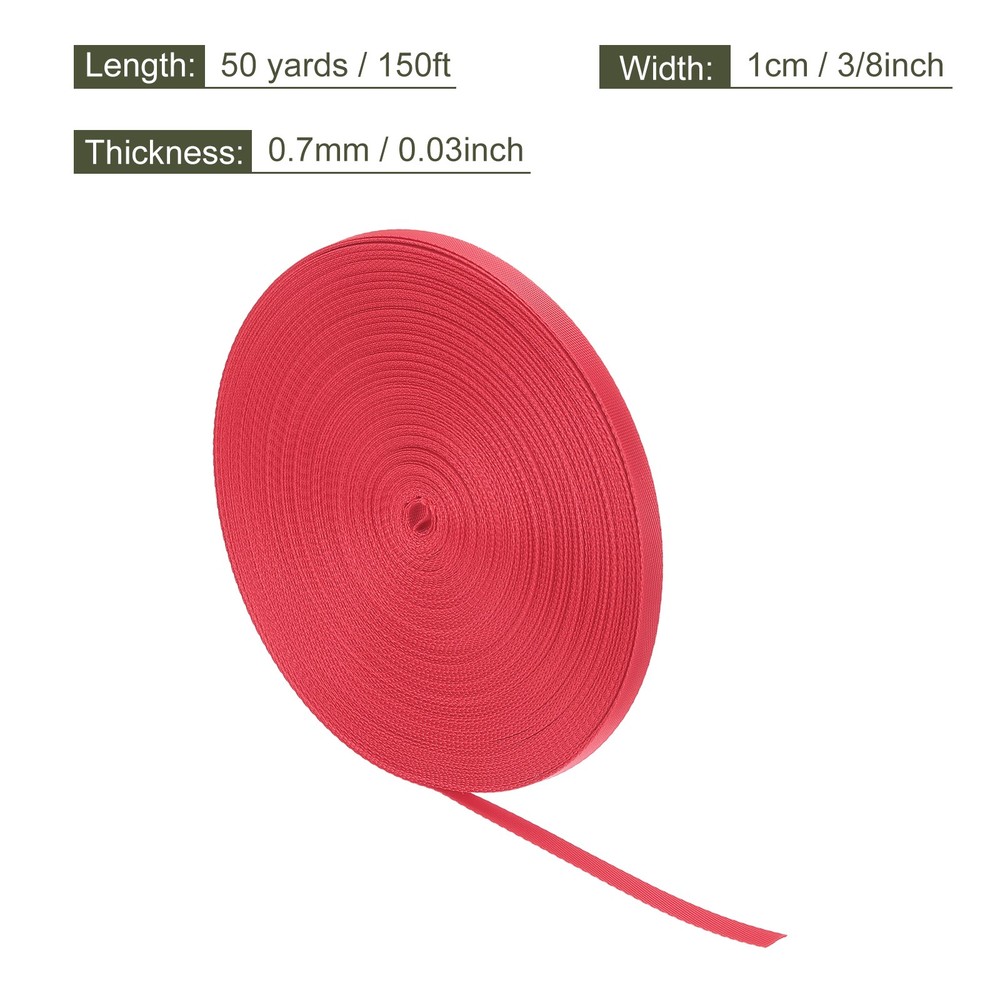 Flat Nylon Webbing Strap 3/8 Inch 50 Yards Light Red for Backpack